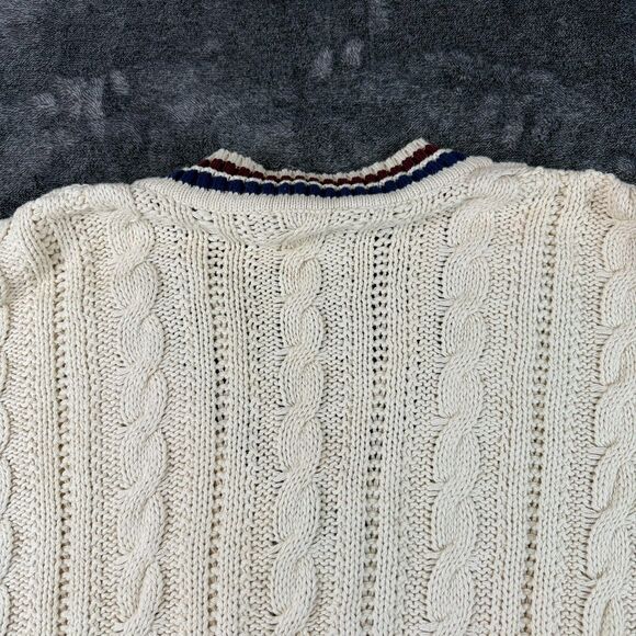 Vtg 80's Findochty Cricket Tennis Chunky Knitted Sweater Men's XL V-Neck - Picture 8 of 9